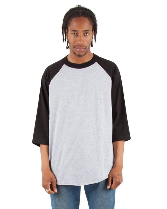 6.0 oz Raglan - Standard Sizes XL / Heather Grey and Black