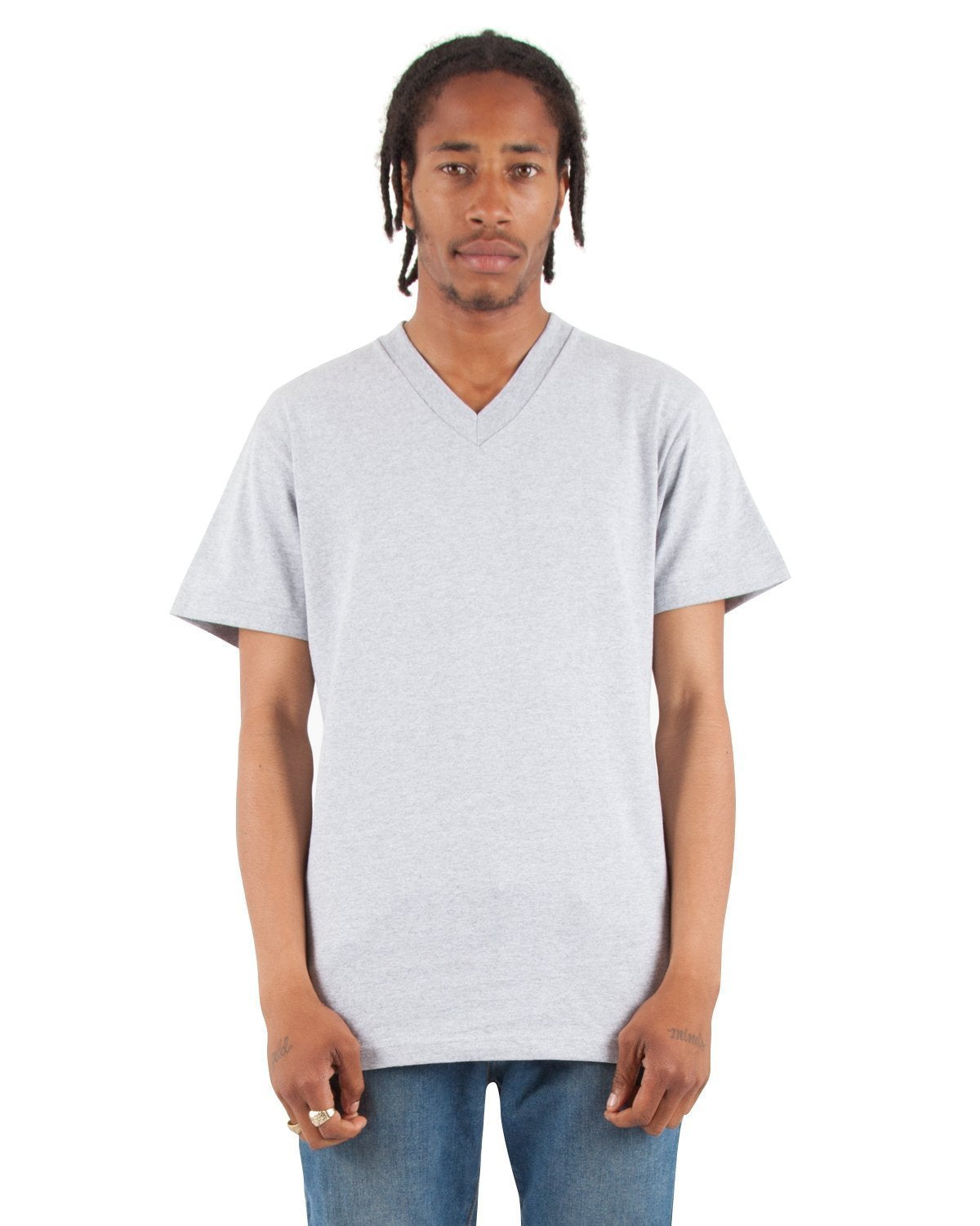 6.2 oz V-Neck - Standard Sizes XL / Heather Grey