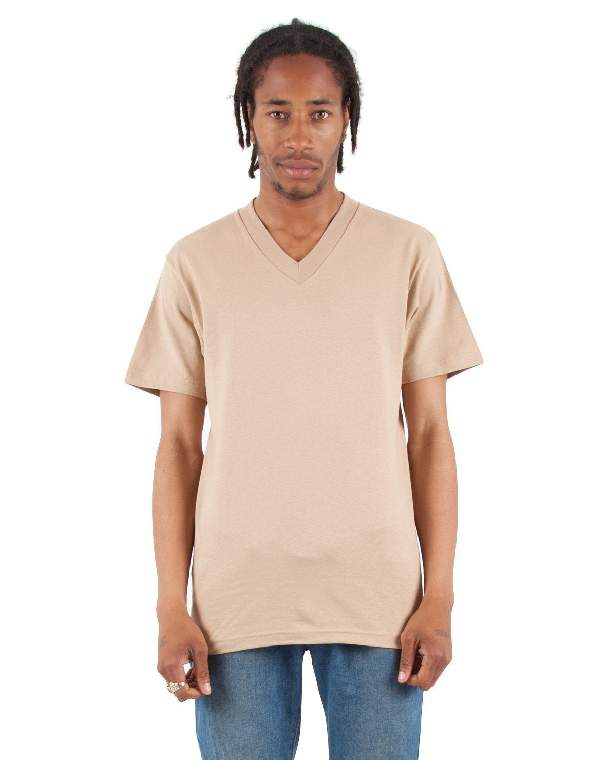 6.2 oz V-Neck - Standard Sizes XL / Khaki