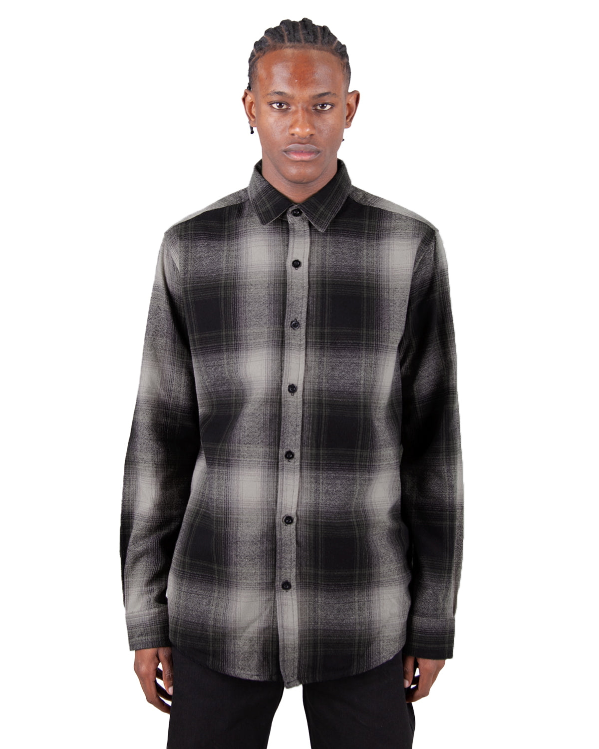 Plaid Flannel Overshirt 5XL / Shadow Black
