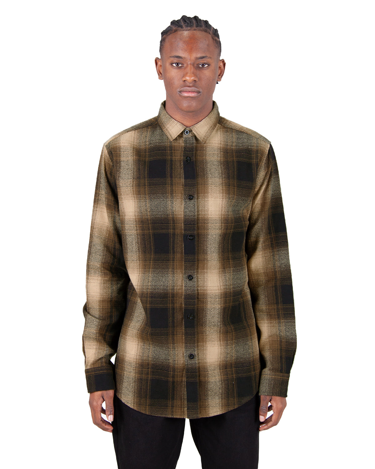 Plaid Flannel Overshirt 5XL / Tan Black